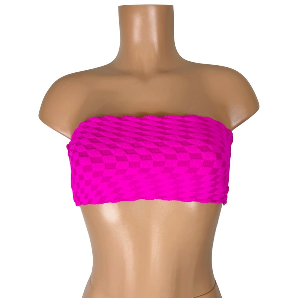 Good American Jaquared Wave Check Band Top
